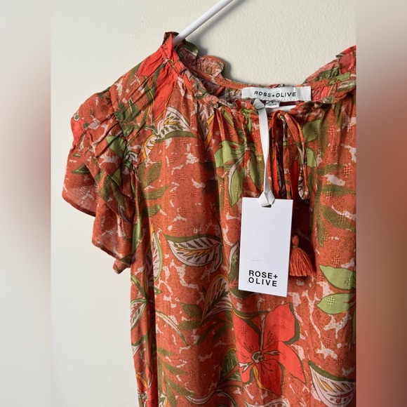 Rose+Olive Multi-Color Shirt For Summer Sleeves Layered Size S NWT - Picture 4 of 7